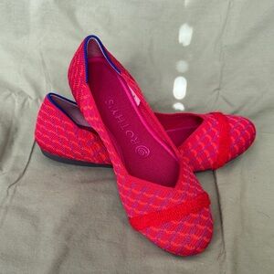 Rothy's Vibrant Pomegranate Red and Blue Flats